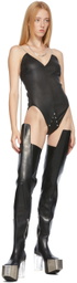 Rick Owens Black Leather Sally Bodysuit