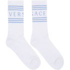 Versace White and Blue 1990s Vintage Logo Socks