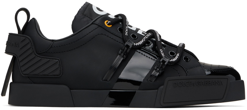 Dolce & Gabbana Black Portofino Stud Embellished Sneakers Shoes