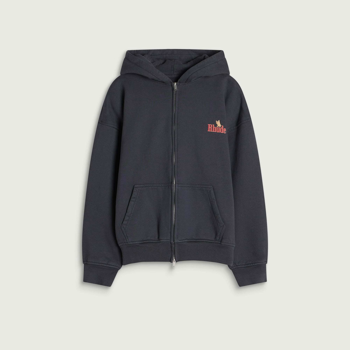 Rhude Men's American Spirit Zip-Up Hoodie in Vintage Black/Red