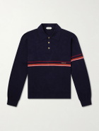 Versace - Logo-Embroidered Striped Cotton Polo Sweater - Blue