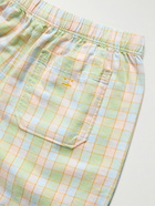 Acne Studios - Rong Logo-Appliquéd Checked Organic Cotton-Flannel Drawstring Shorts - Orange