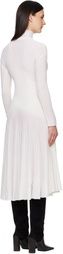 ALAÏA White Twisted Fine Wool Midi Dress