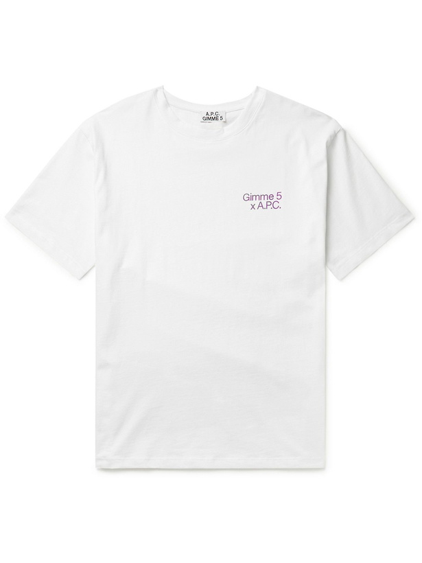 Photo: A.P.C. - Gimme 5 Printed Cotton-Jersey T-Shirt - White