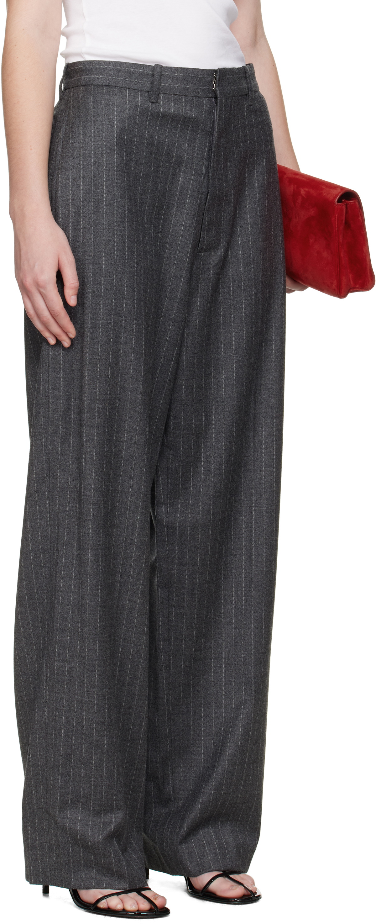 R2W Gray Lopez Striped Trousers
