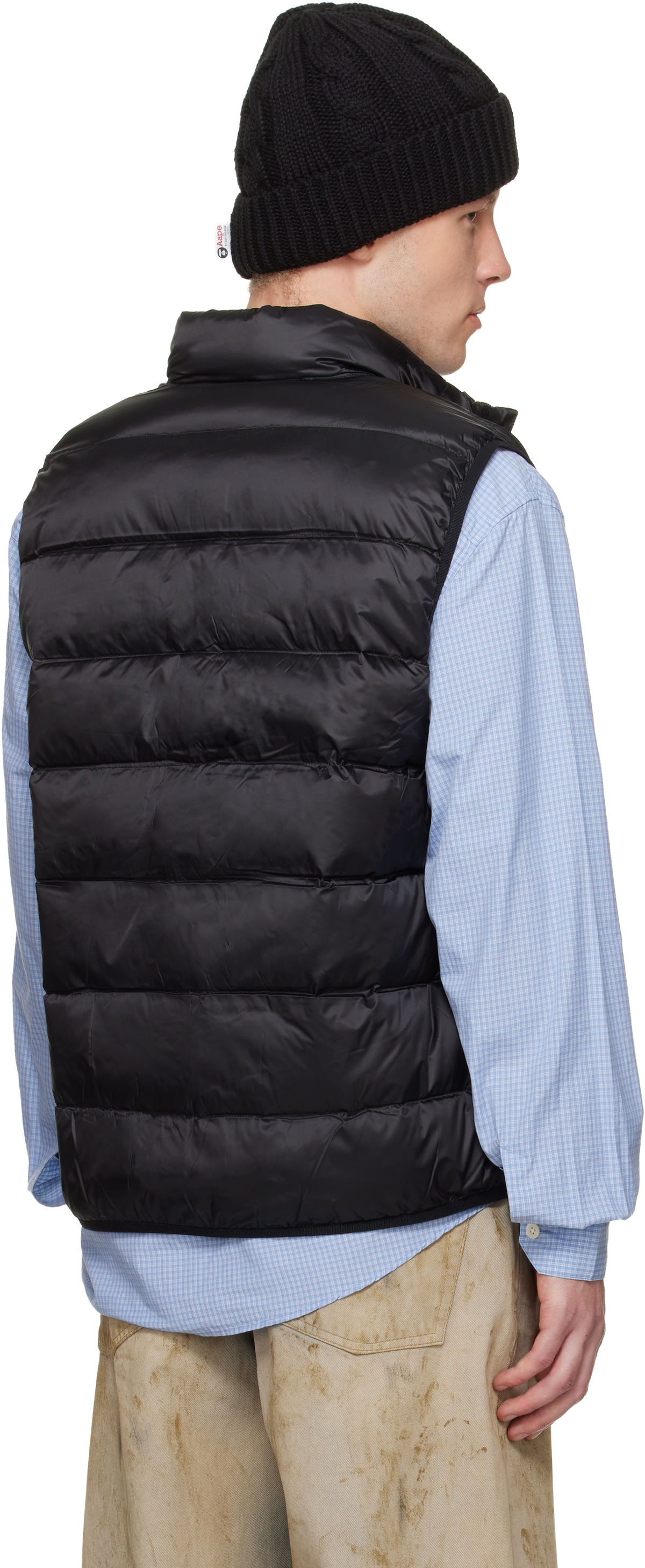 AAPE by A Bathing Ape Black 'AAPENOW' Moonface Logo Puffer Down Vest