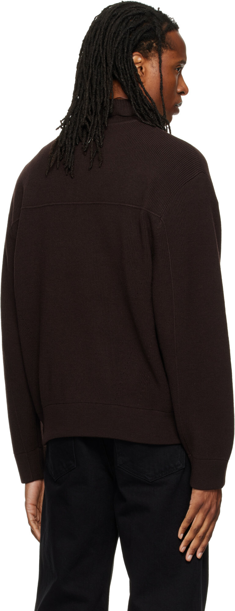 WOOYOUNGMI Brown Ribbed Wool Polo
