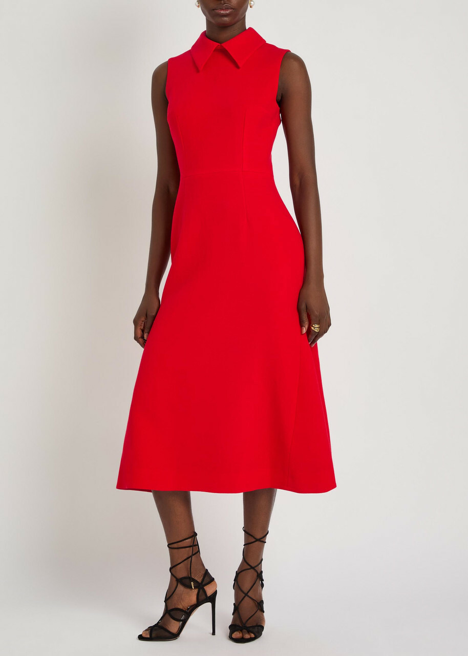 Emilia Wickstead Leontine Wool-crepe Midi Dress Red