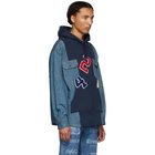 424 Blue Reworked Denim Workshirt Hoodie