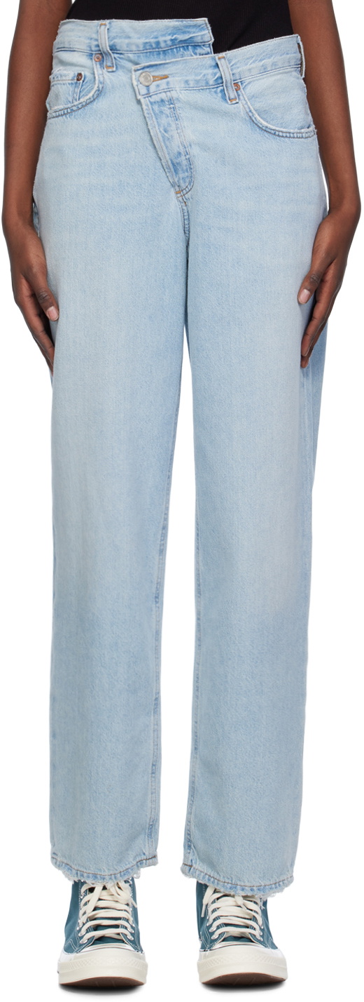Blue Criss Cross Upsized Jeans by AGOLDE on Sale