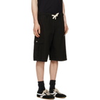Palm Angels Black Curved Logo Loose Cargo Shorts