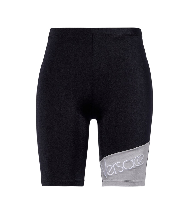 Photo: Versace Logo embroidered biker shorts
