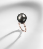 Suzanne Kalan 18kt rose gold ring with pearl and diamonds
