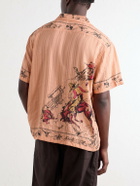 BODE - Bronco Buster Camp-Collar Printed Silk-Jacquard Shirt - Orange