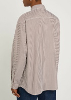 B Sides Nolan Striped Cotton-poplin Shirt Brown