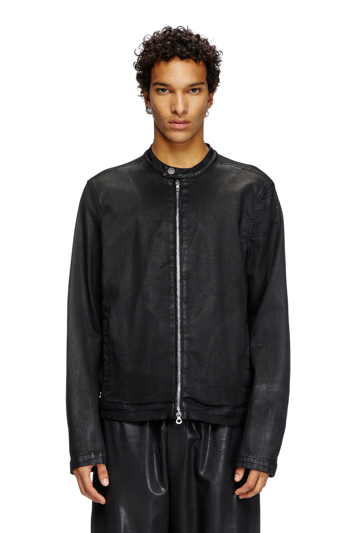 Diesel Moto jacket in coated Jogg Jeans - Denim Jackets Mens in 