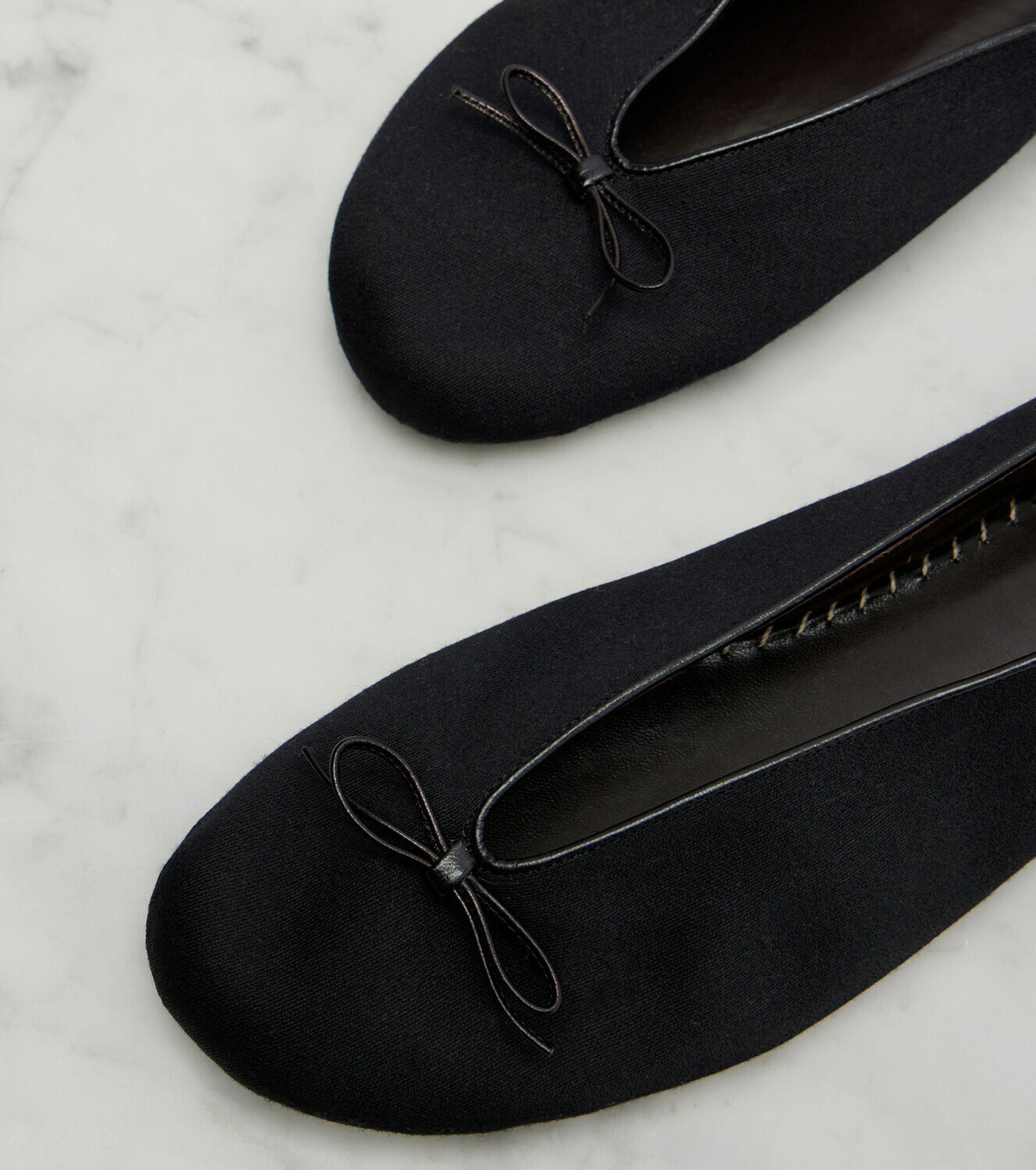 The Row Fay bow-detail cotton ballet flats