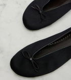 The Row Fay bow-detail cotton ballet flats