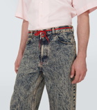 Marni Leather-trimmed wide jeans