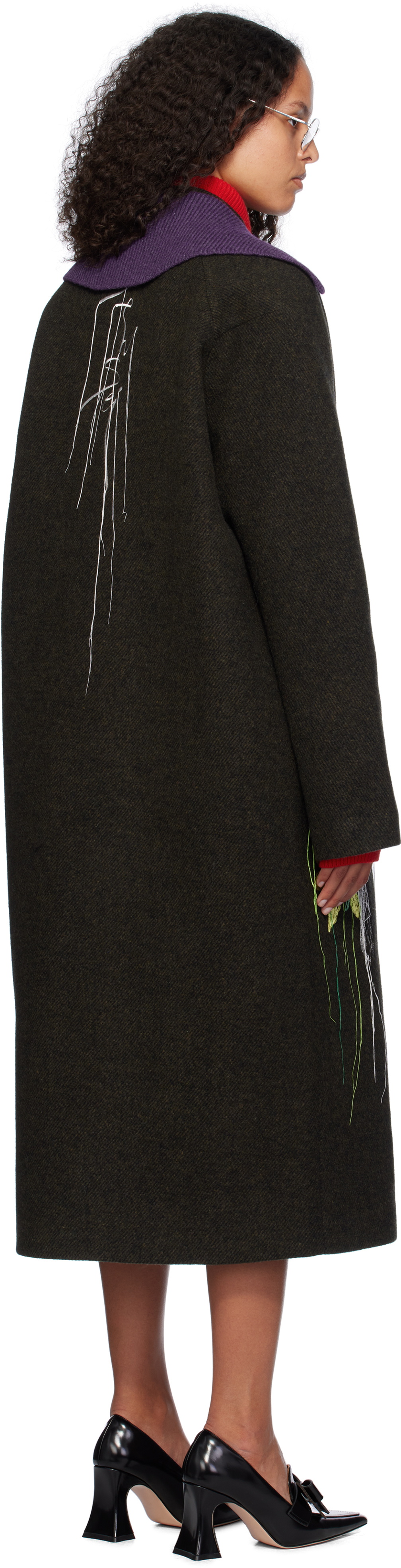 AO Yes Khaki Embroidered Coat