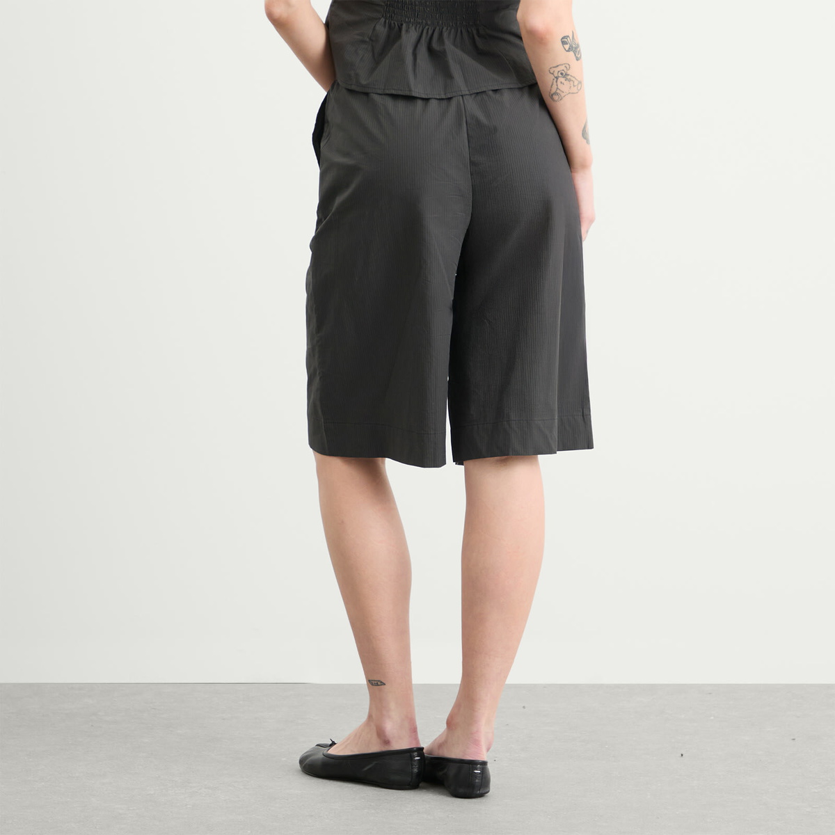 Deiji Studios Women's Long Lounger Shorts in Black Stripe