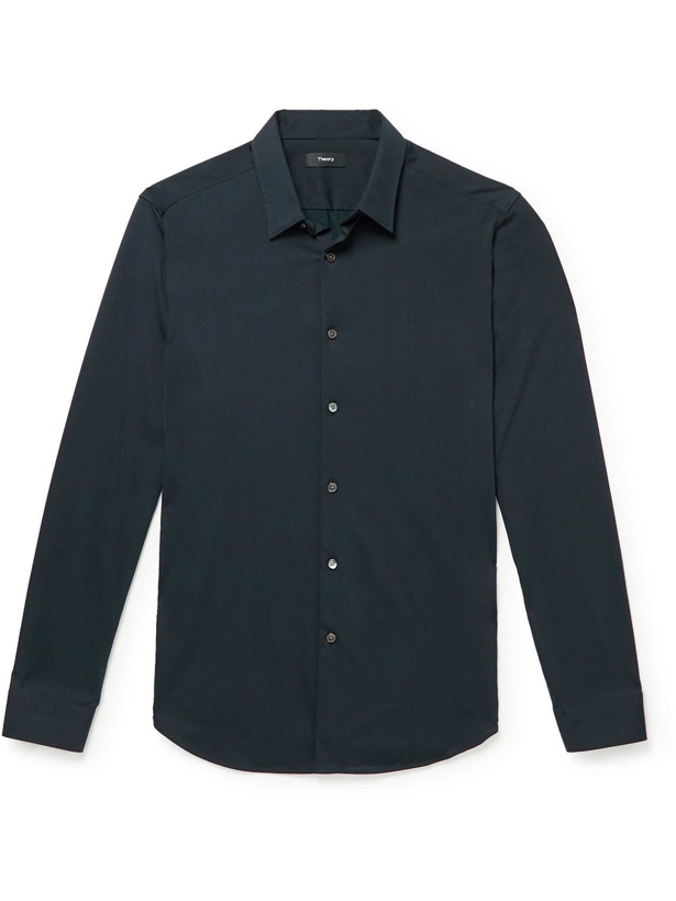 Photo: Theory - Cotton-Blend Shirt - Blue