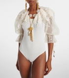 Chloé Guipure lace-trimmed cotton bodysuit