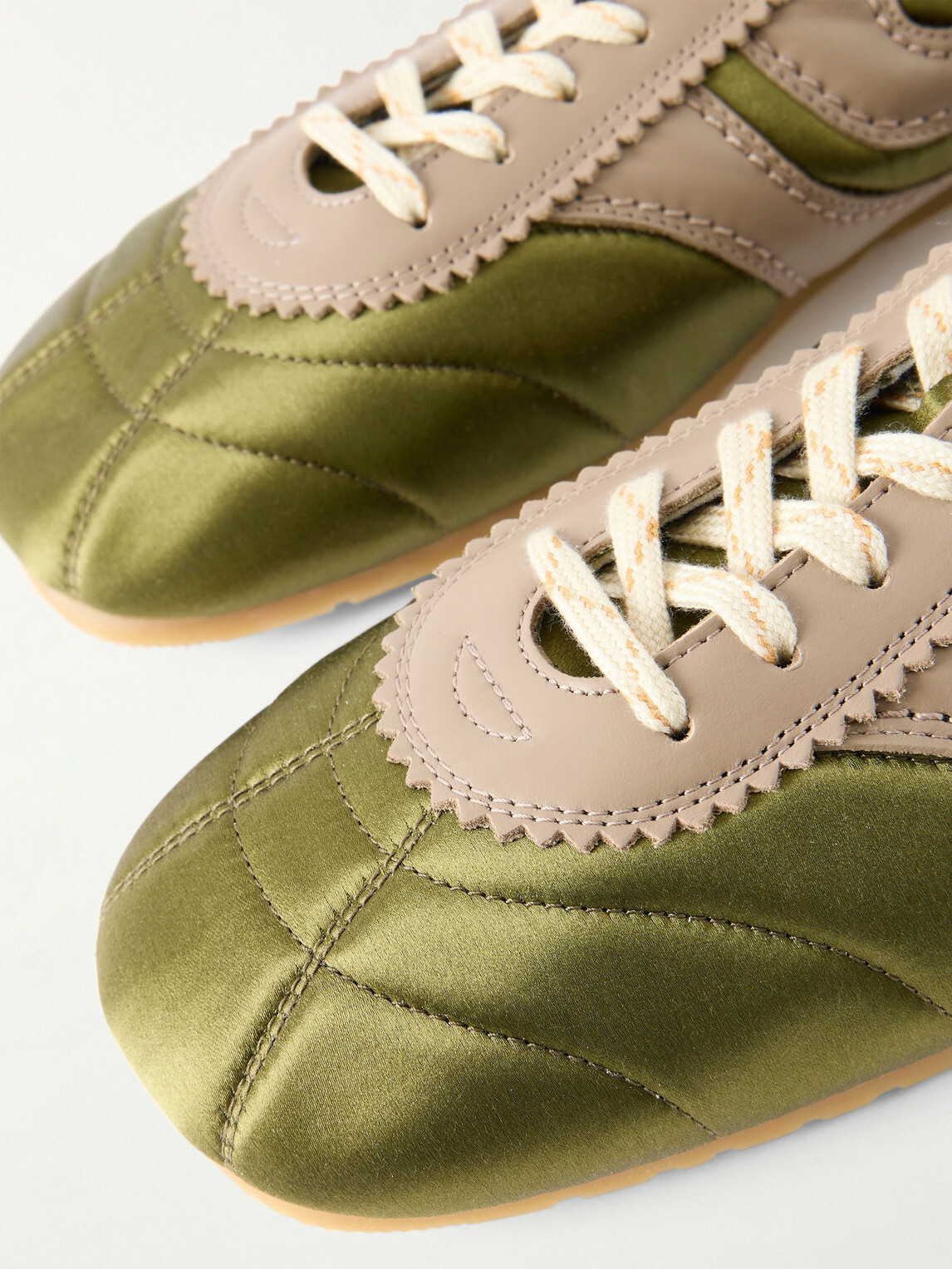 Dries Van Noten - Leather-Trimmed Quilted Satin Sneakers - Green