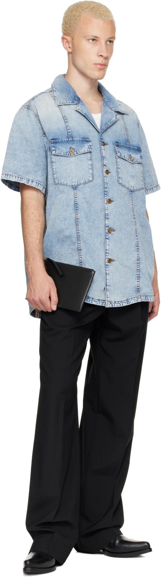 BALMAIN Blue Denim Shirt