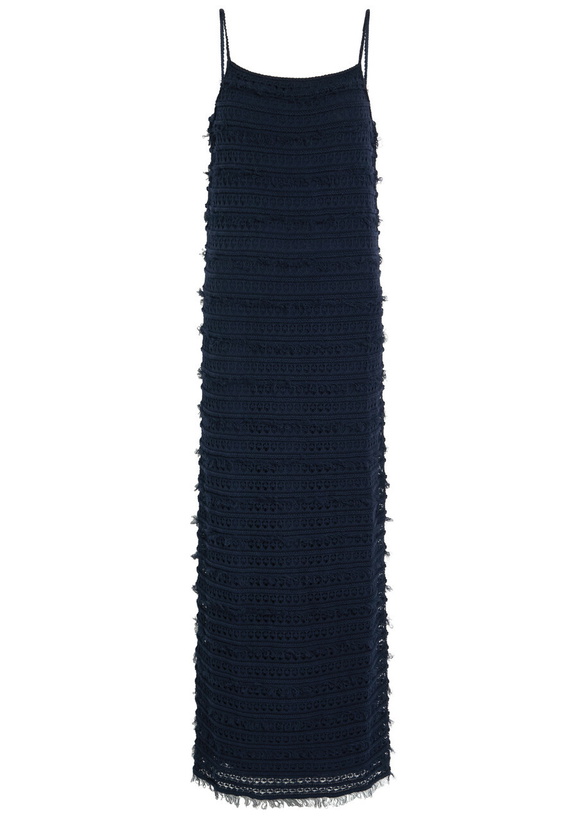 Photo: Giuliva Heritage Elizabeth Open-weave Knit Maxi Dress Navy