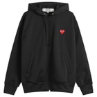 Comme des Garçons Play Red Emblem Zip Hoodie in Black