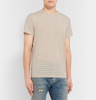 SAINT LAURENT - Metallic Striped Modal-Blend Jersey T-shirt - Neutral