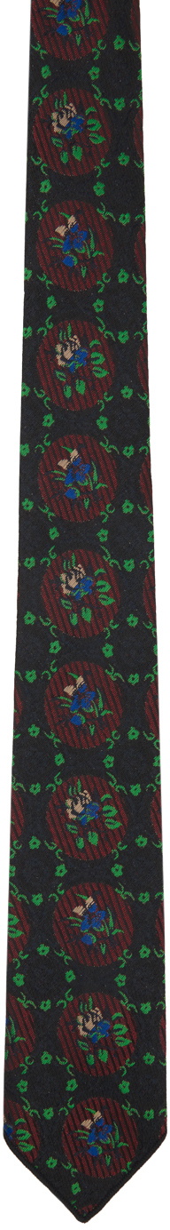 Engineered Garments Black Floral Jacquard Neck Tie