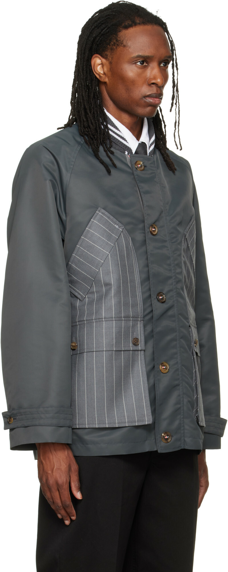Thom Browne Gray Tech Twill Field Jacket