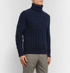 Kingsman - Cable-Knit Donegal Wool and Cashmere-Blend Rollneck Sweater - Blue