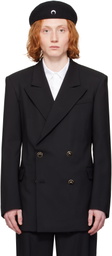 Marine Serre Black Virgin Wool Twill Fitted Blazer