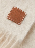 Loewe - Logo-Appliquéd Fringed Mohair and Wool-Blend Scarf