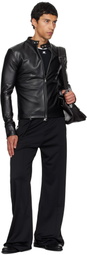 Courrèges Black Zipped Biker Faux-Leather Jacket