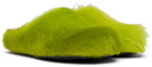 Marni Green Long Hair Calfskin Fussbett Slip-on Loafers