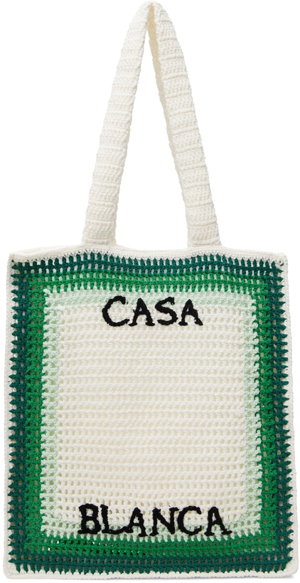 Photo: Casablanca White & Green Crochet Tote