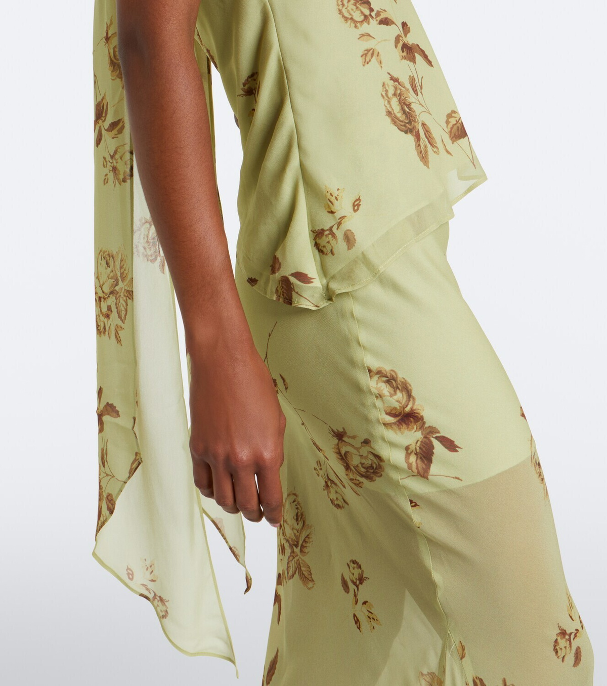 De La Vali Diosa floral scarf-detail georgette top