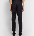 Isabel Benenato - Black Slim-Fit Tapered Striped Linen and Cotton-Blend Trousers - Black