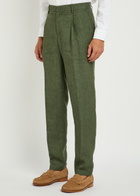 Sunspel Tapered-leg Linen Trousers Khaki
