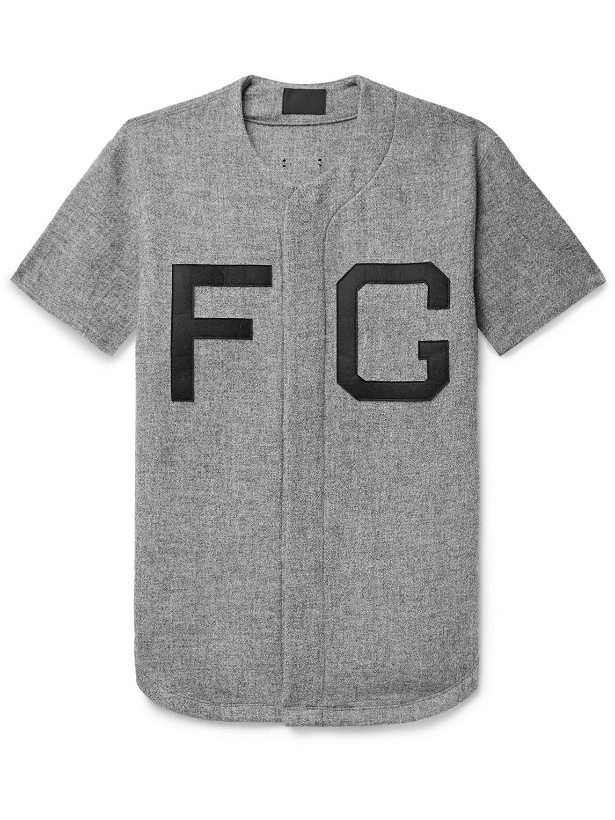 Photo: Fear of God - Logo-Appliquéd Wool-Blend Zip-Up T-Shirt - Gray