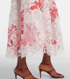 Monique Lhuillier Belted floral midi dress