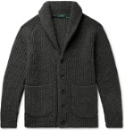 Incotex - Shawl-Collar Ribbed Virgin Wool Cardigan - Gray