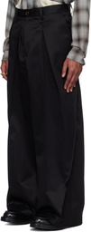 Khoki Black Pleat-Design Trousers