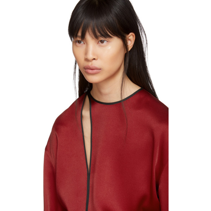 Haider Ackermann Red Satin Binding Detail Shirt Haider Ackermann