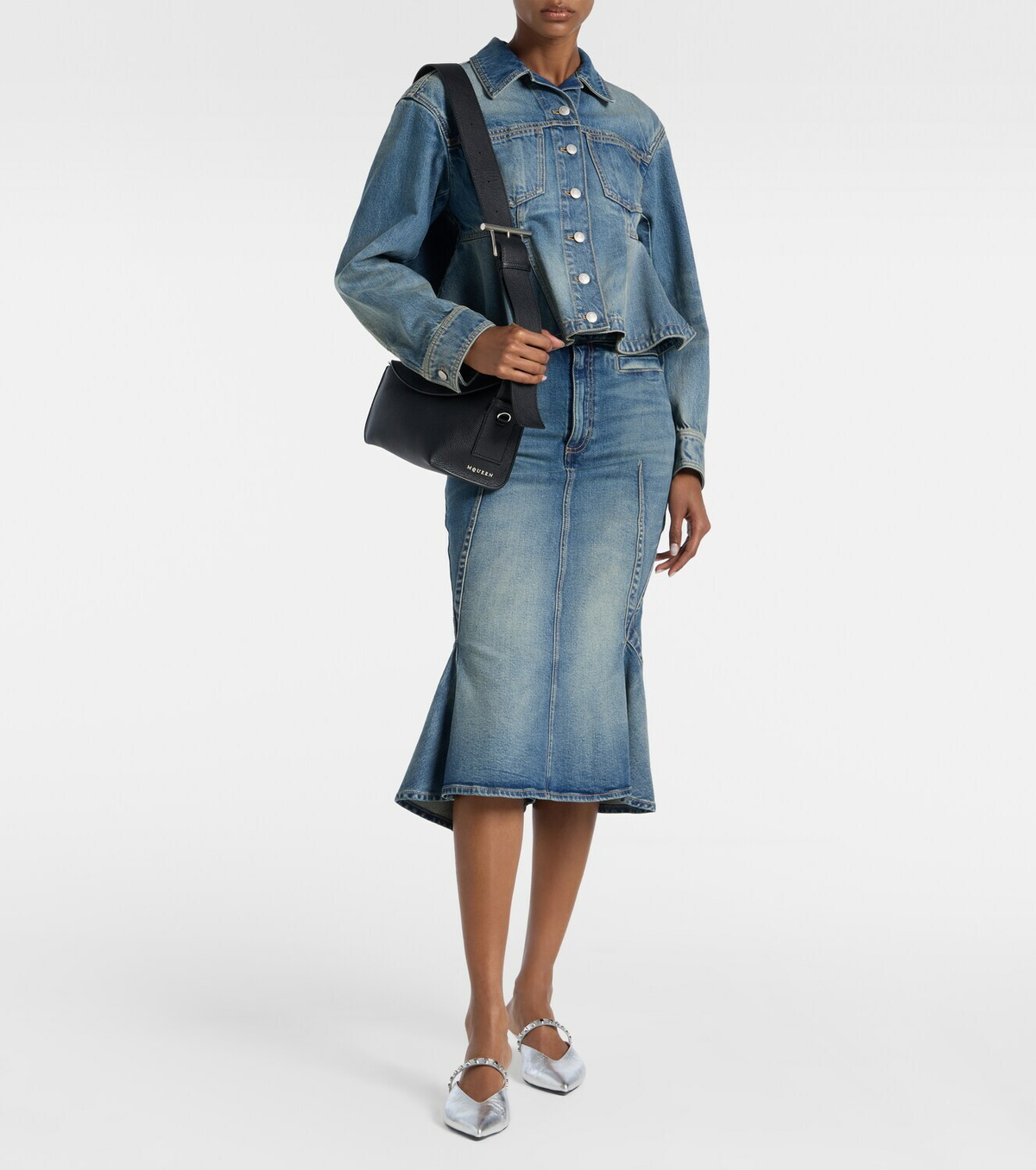 McQueen T-Bar leather shoulder bag