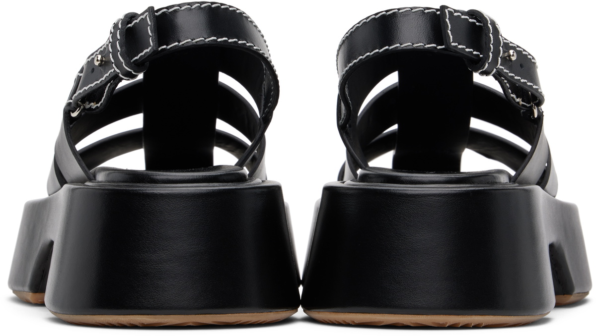 JW Anderson / ブラック ストライプ プラットフォーム サンダル JW Anderson Black Stripe Platform Sandals JW Anderson